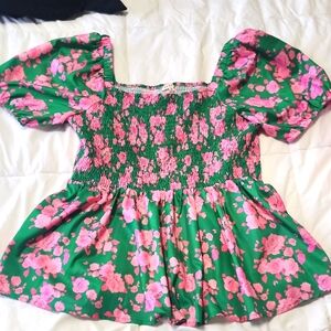 JODI Floral Green and Pink Women's Top